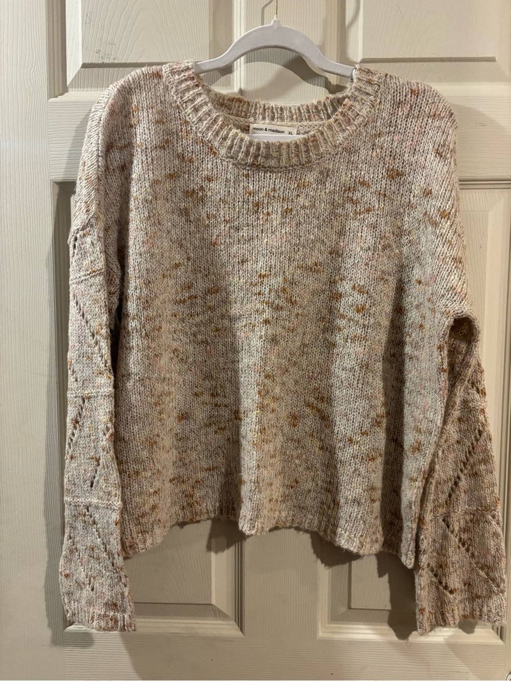 Speckled Crewneck Sweater - Cream with Tan  anf pink Flecks